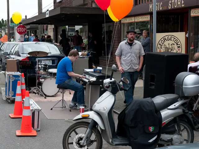 Neighbors host outdoor gatherings in Meisdorfer Straße, Neustadt, called "block parties" and...