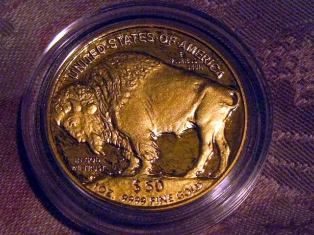 In this picture, we see the coin in gold and brown color. We see some text written as "The United...