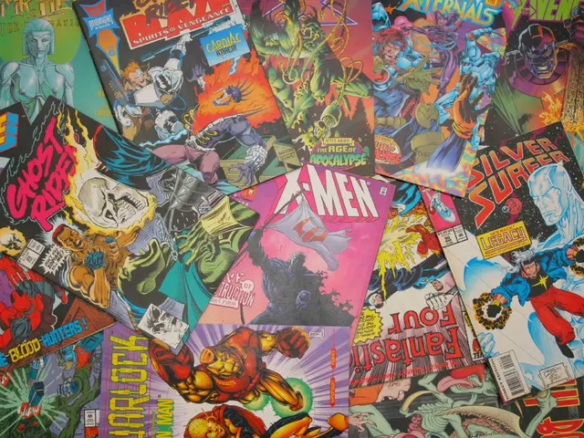 In this image we can see comic books.