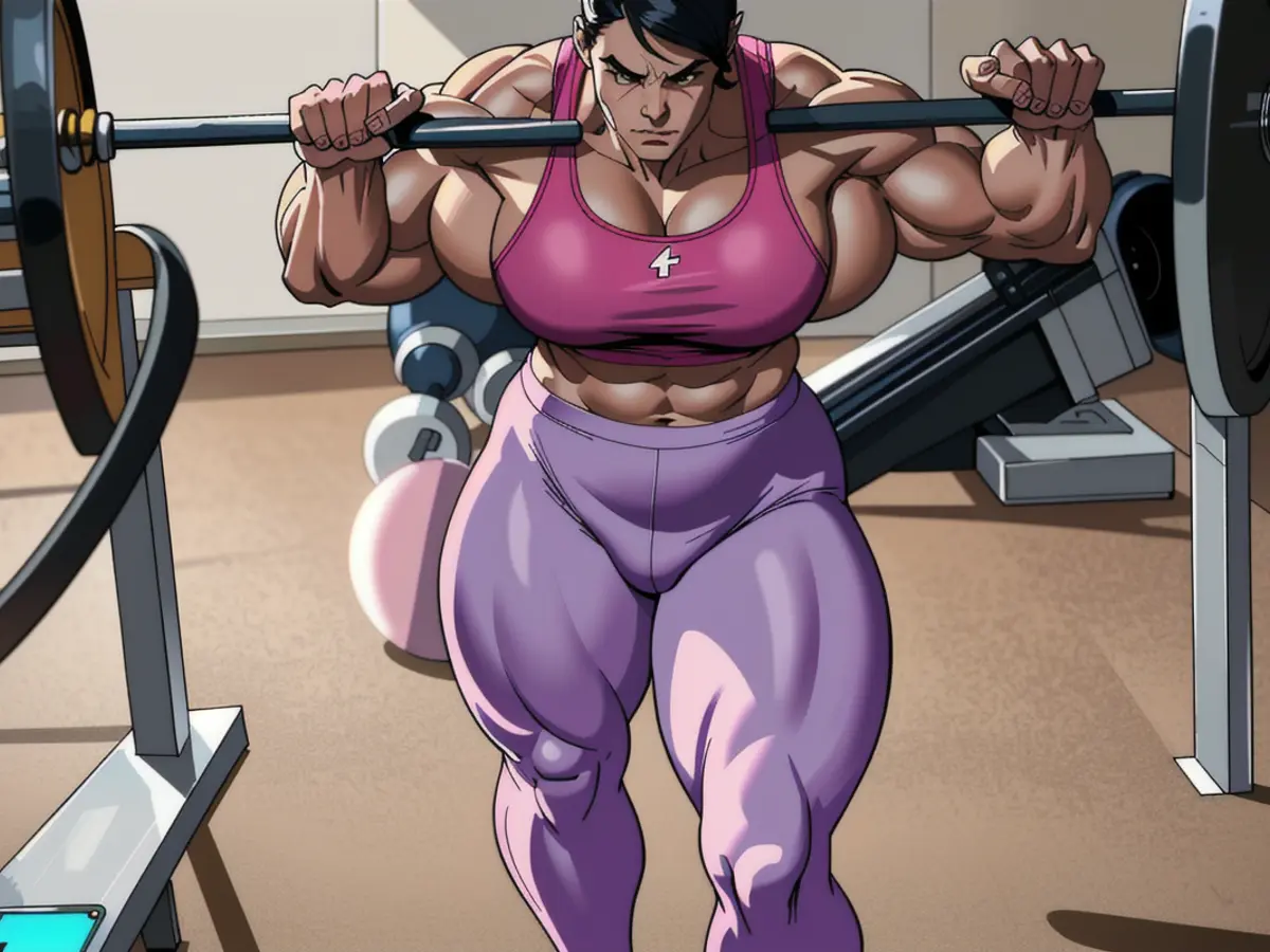 Lifting enthusiast dons matching pink sports bra and leggings for workout session